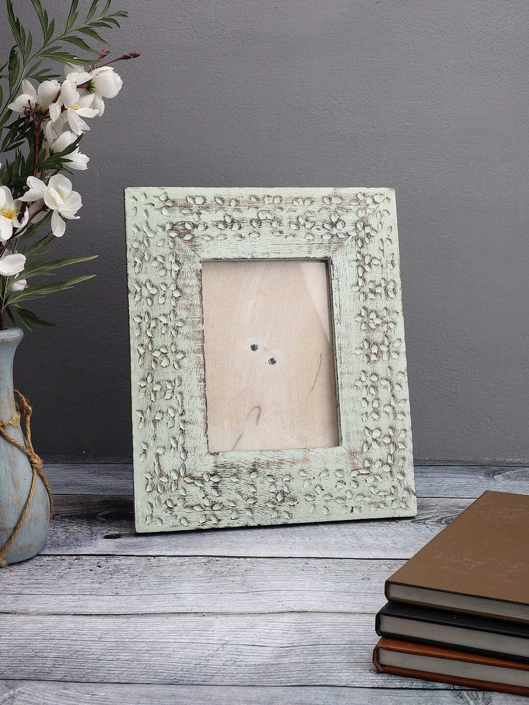MIAH Decor Blue Wooden Table Top Photo Frame