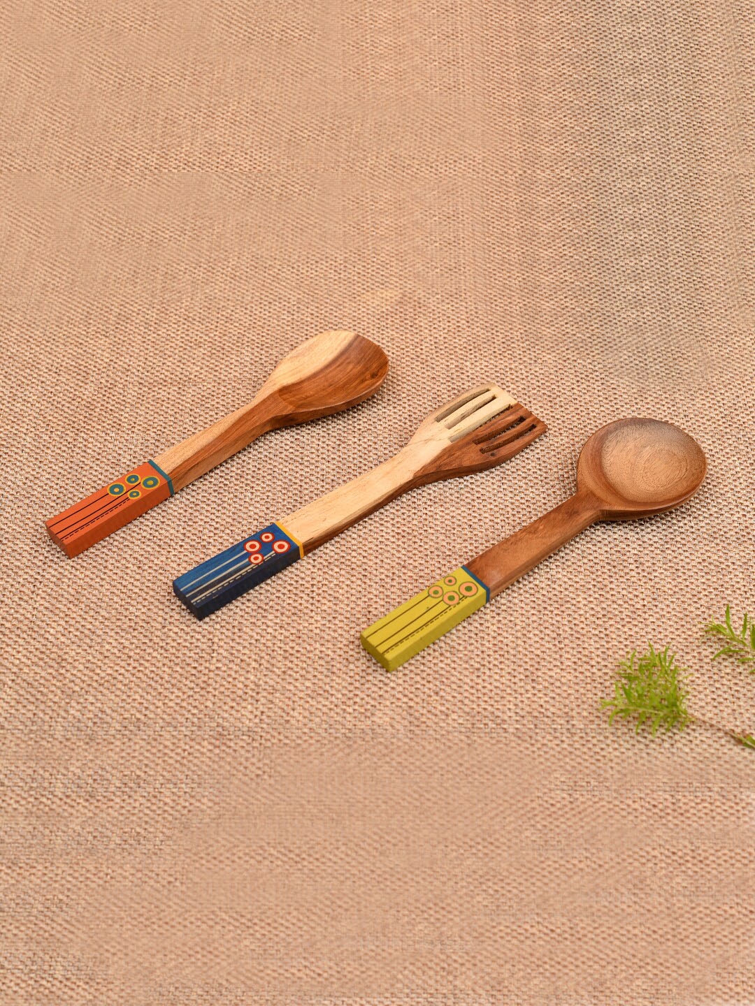 AAKRITI ART CREATIONS Set Of 3 Handcrafted Wooden Ladles
