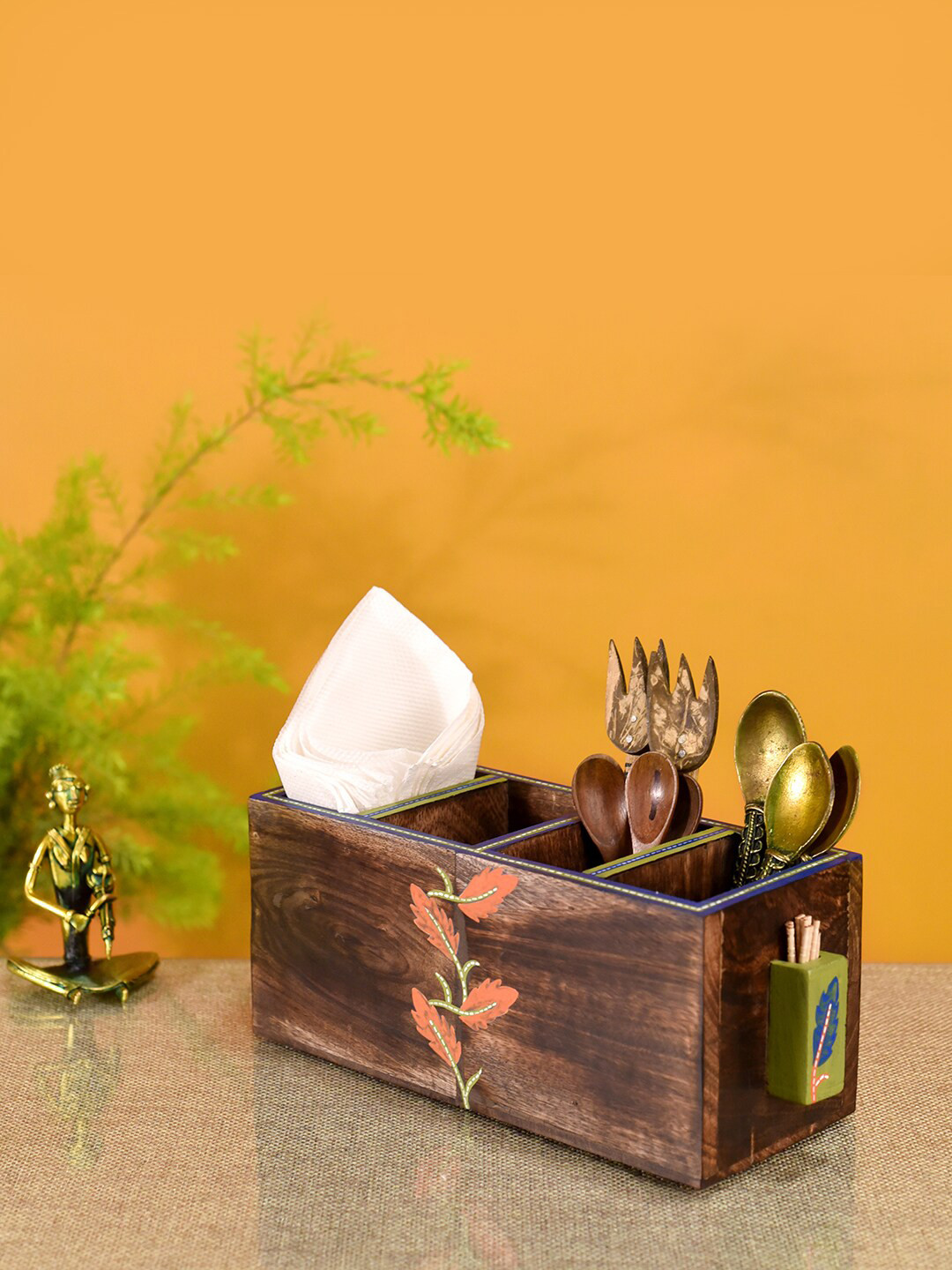 AAKRITI ART CREATIONS Handcrafted Leaf Cutlery Stand