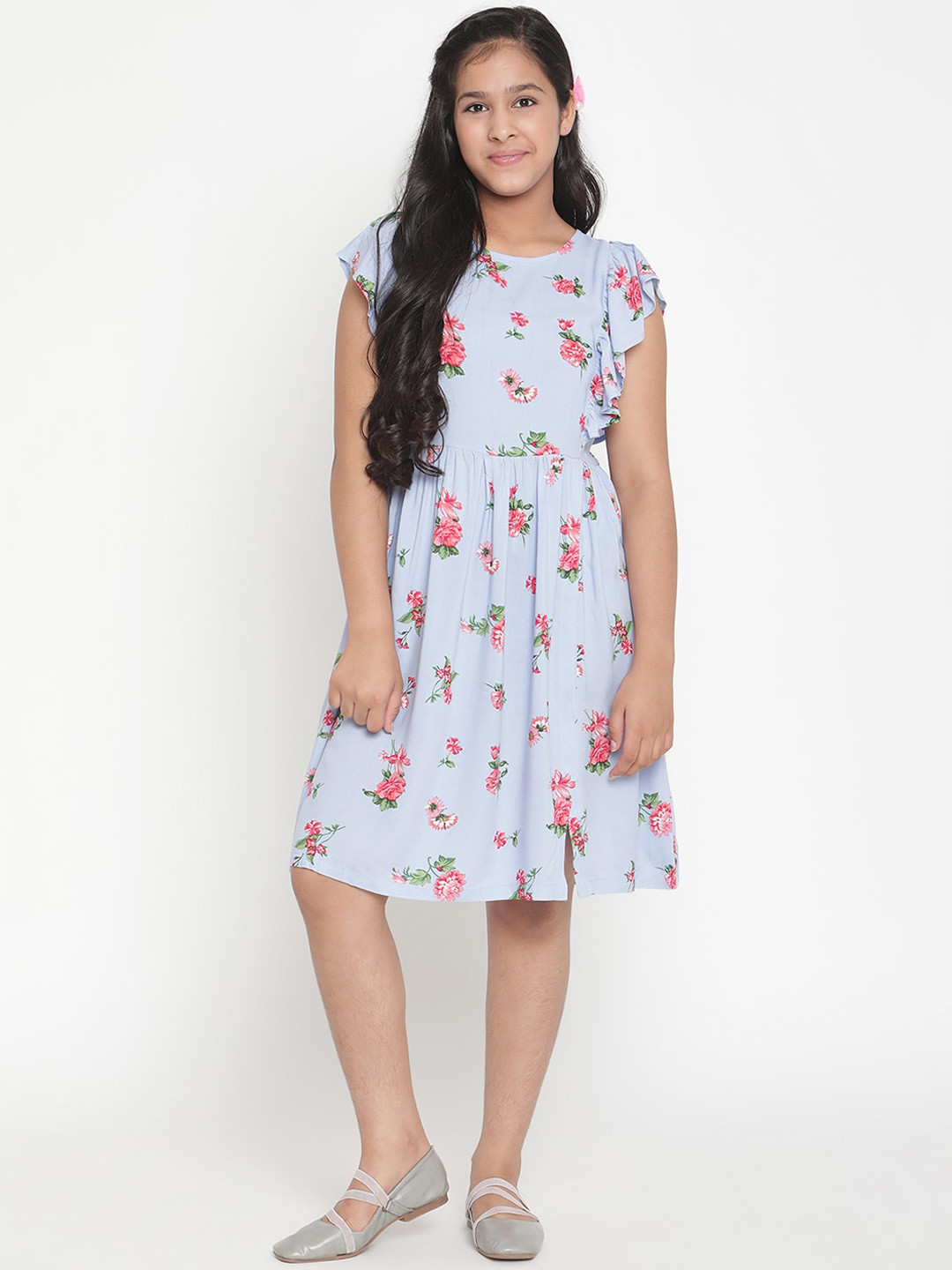 Stuffie Land Blue & Pink Floral Dress