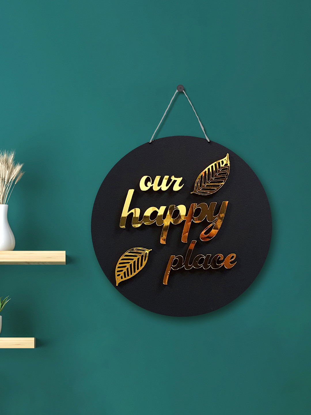 Art Street Our Happy Place Wood Glossy Hanging Hall Wall Hangings-13In