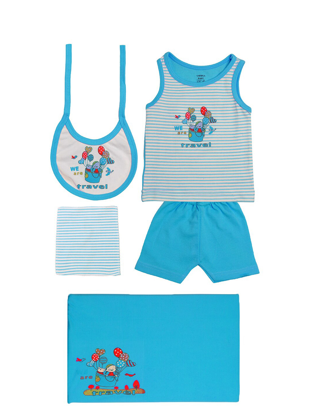 TINY HUG Boys Blue & Off White Clothing Set