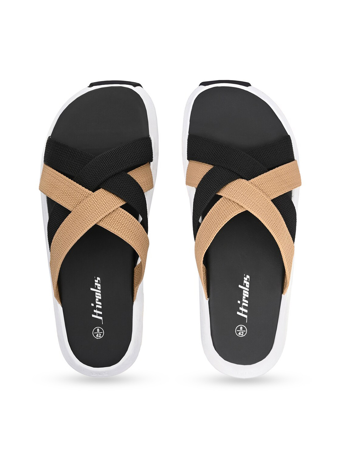 HIROLAS Men Black & Beige Sliders