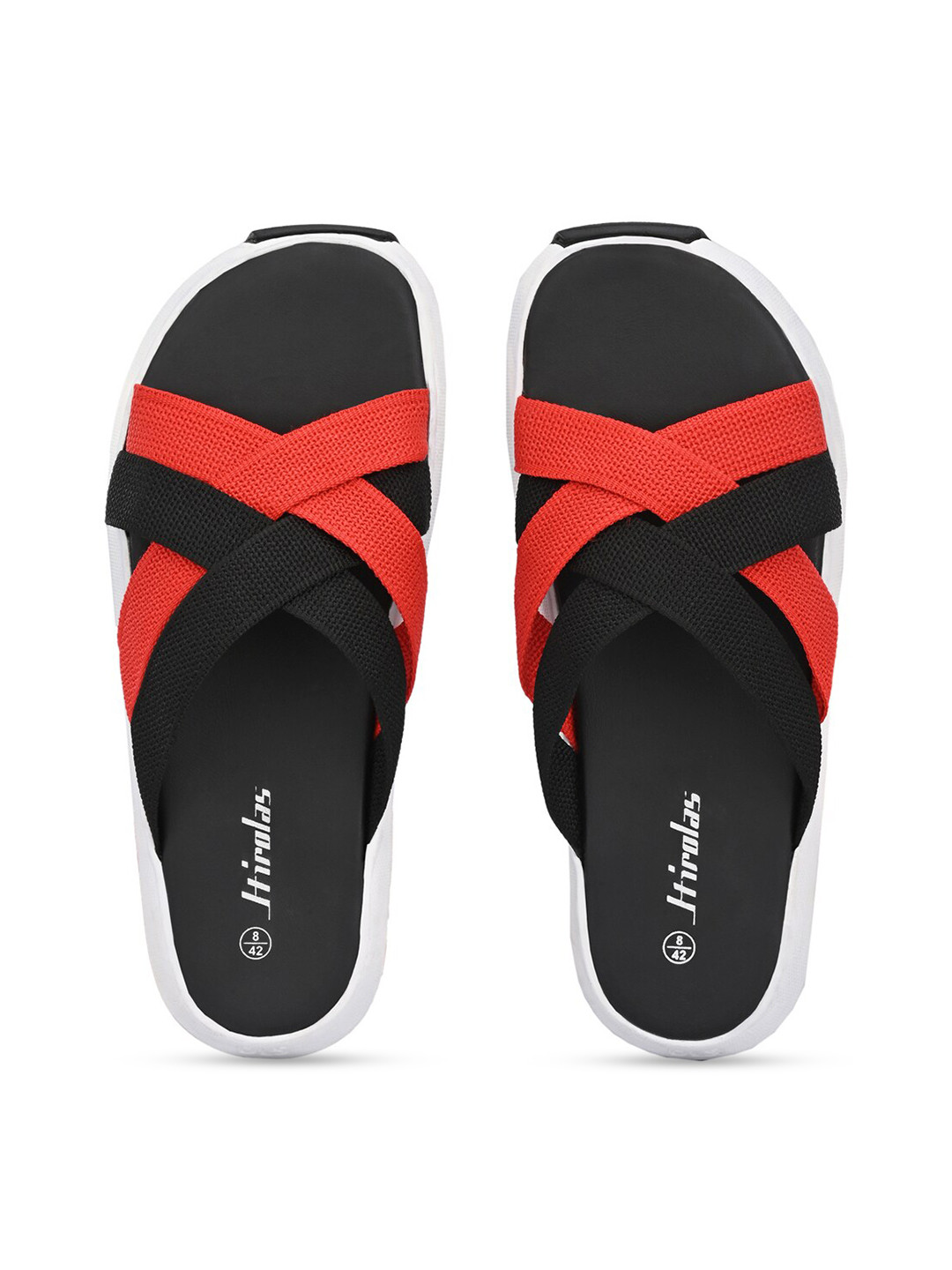 HIROLAS Men Black & Red Slip-On Flip Flops