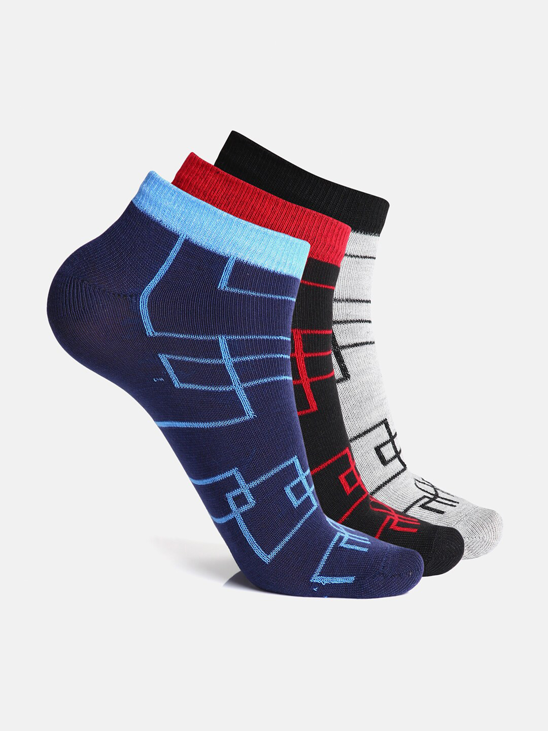 Urban Dog Men Pack Of 3 Assorted Ankle-Length Socks