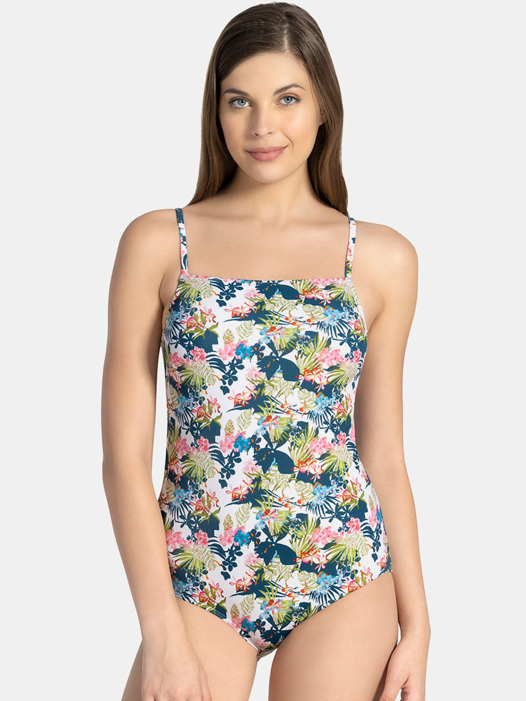 Amante Women Blue & Pink Floral Print Swimsuit