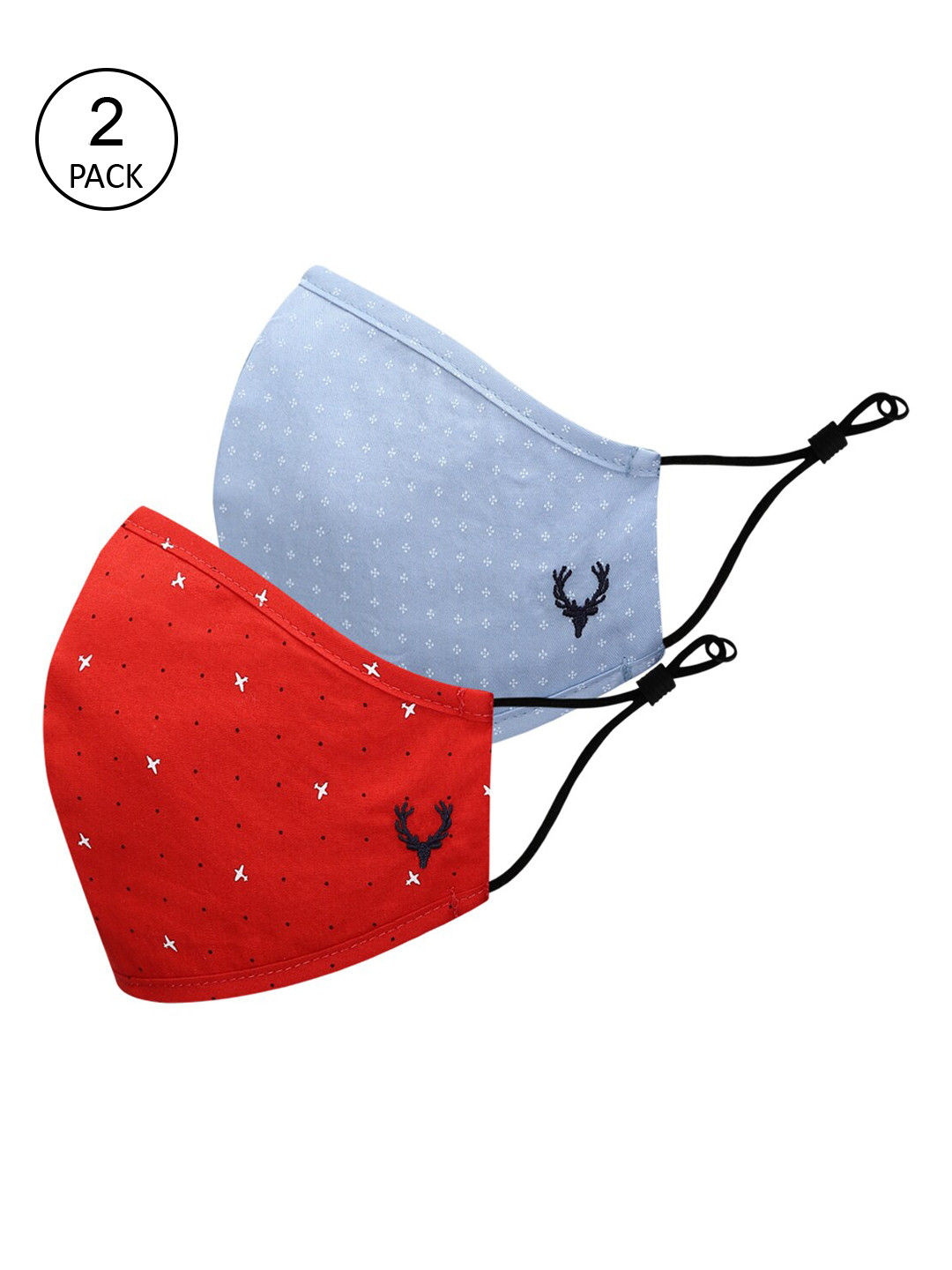 Allen Solly Junior Unisex Kids Pack Of 2 Printed 3-Ply Pure Cotton Protective Outdoor Masks