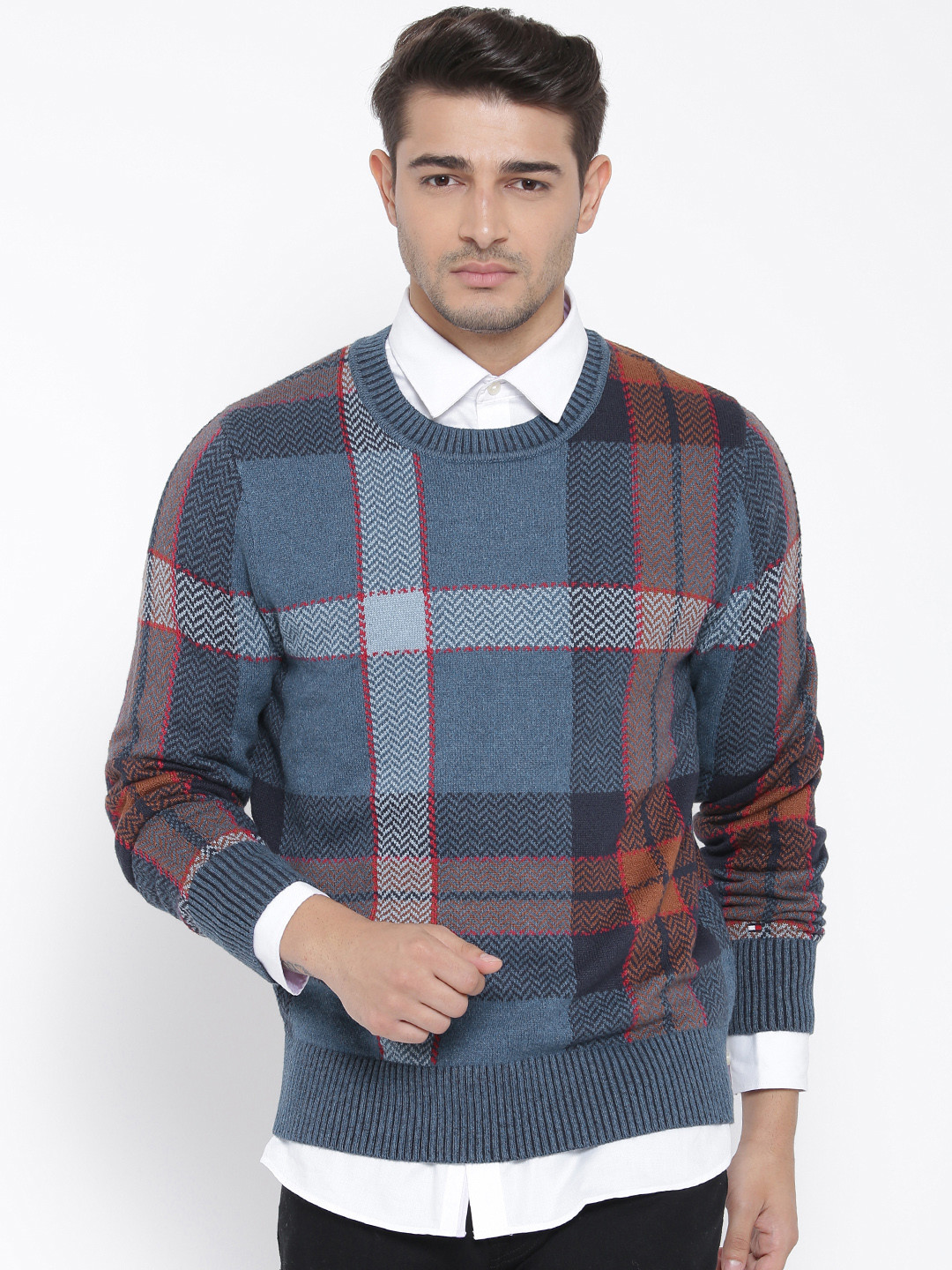 mens checkered sweater