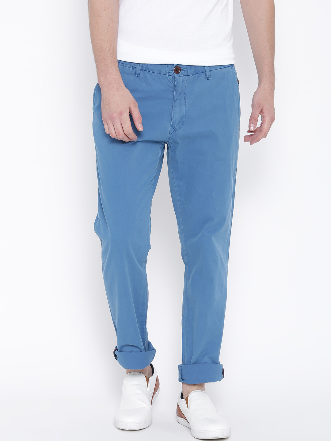 Blue Boyfriend Fit Chinos Buy Tommy Hilfiger Men Blue Solid Slim
