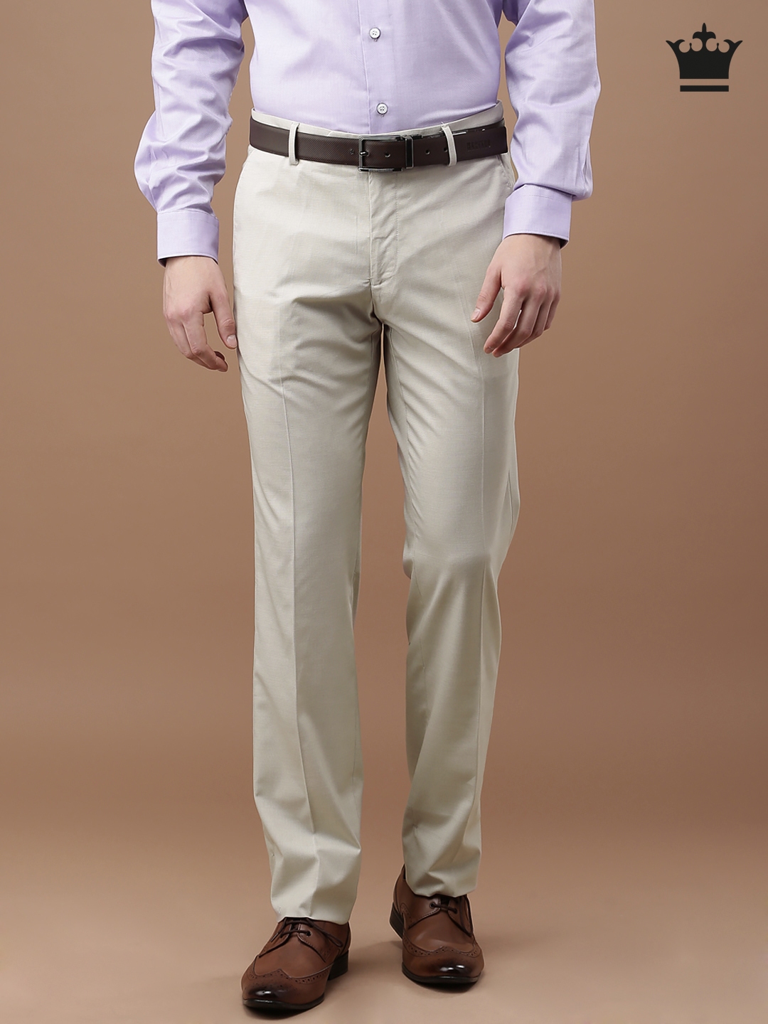 Buy Louis Philippe Men Beige Slim Fit Self Design Formal Trousers  Trousers  for Men 6816906  Myntra