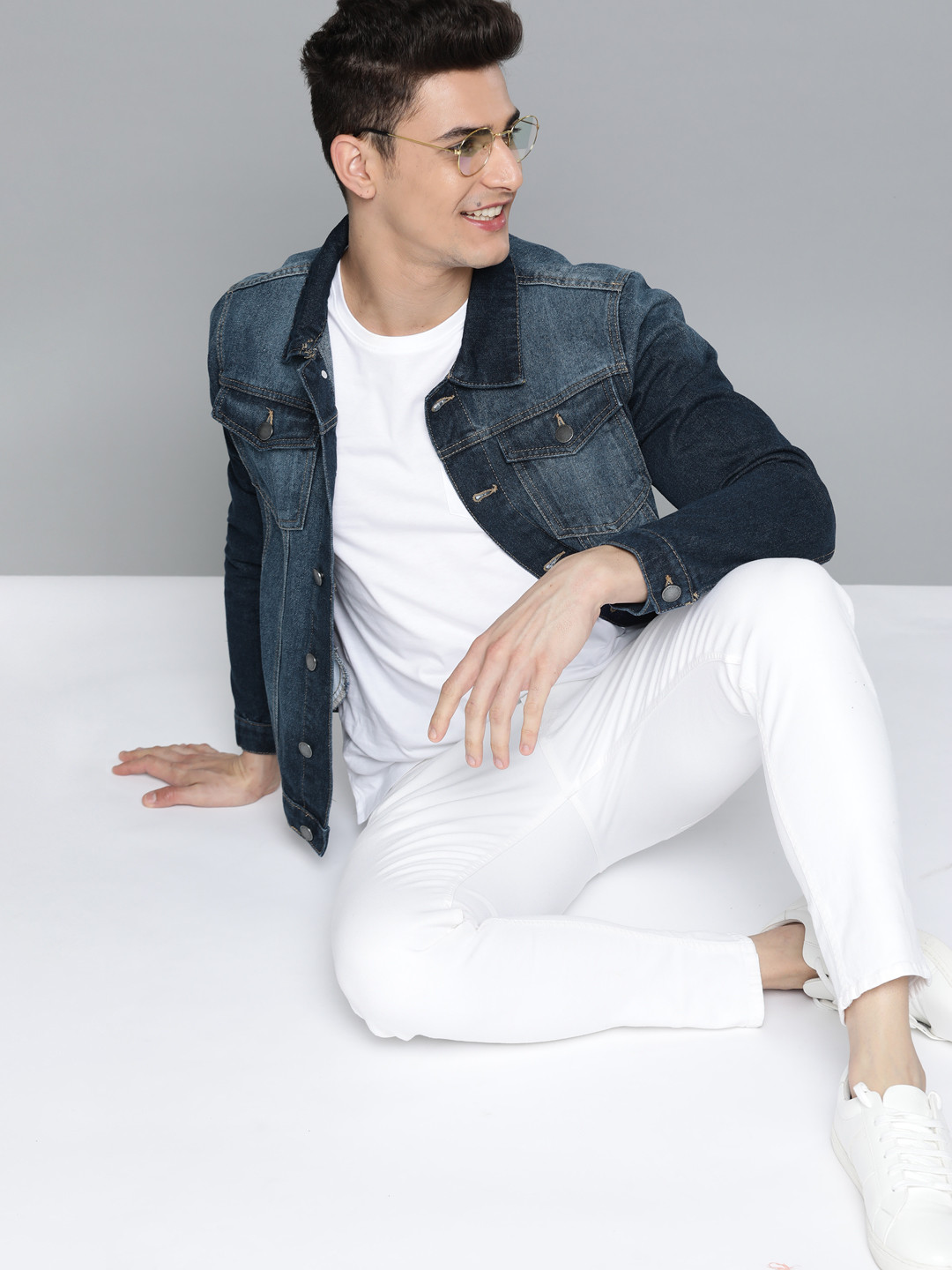 Mast & Harbour Men Navy Blue Denim Jacket