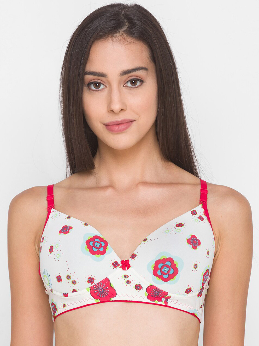 Candyskin Women Off White Floral Padded Bra