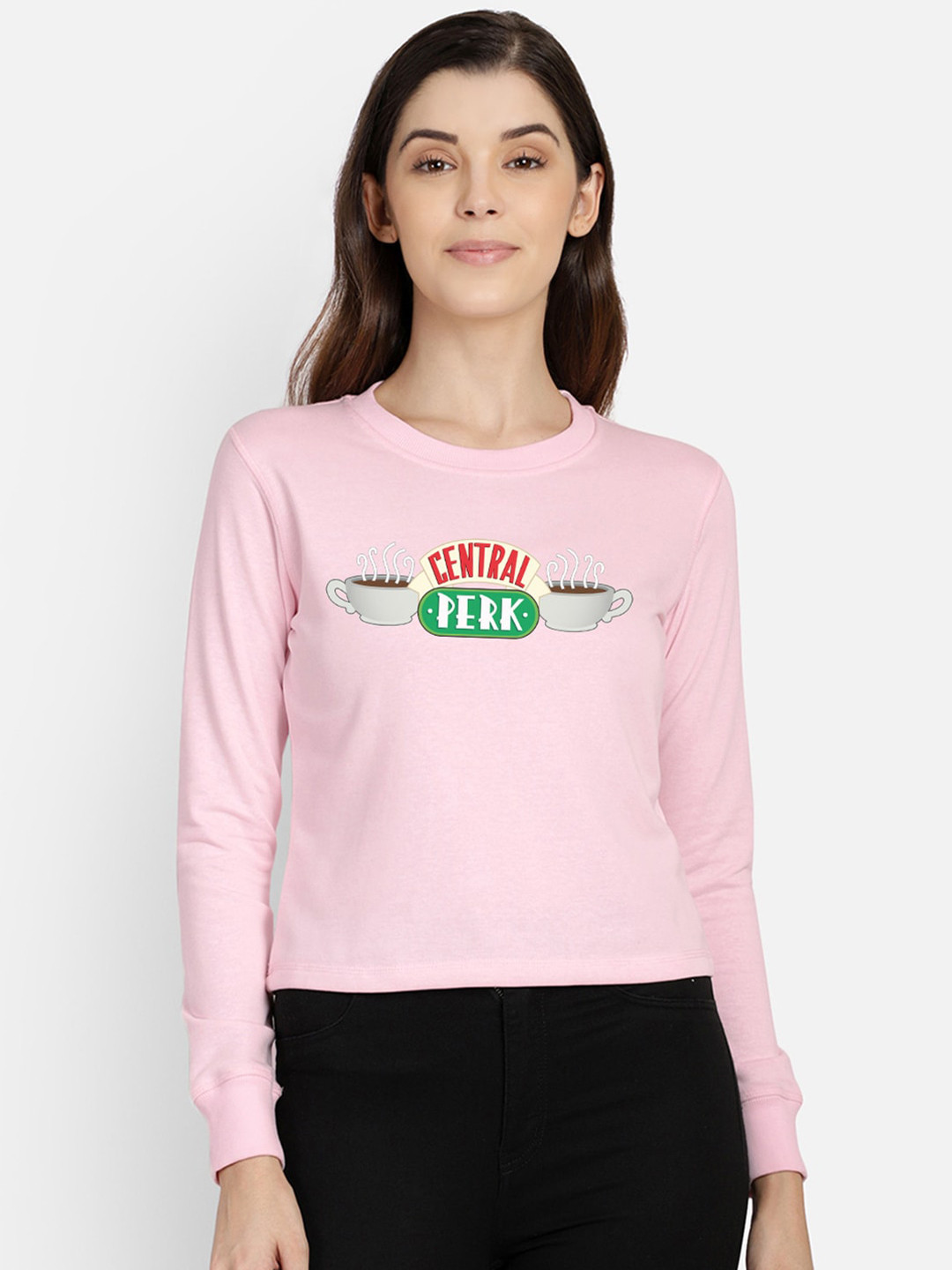 Free Authority Women Pink Friends Printed Sweatshirt