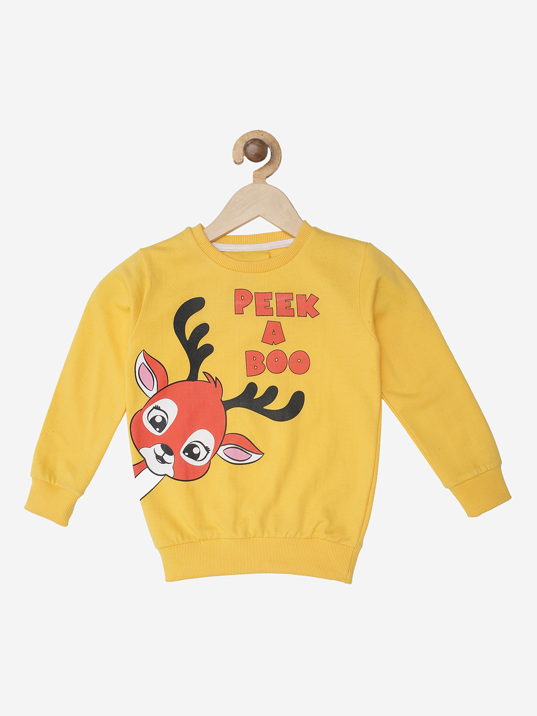 Wyld Sprog Girls Yellow  & Red Printed Sweatshirt