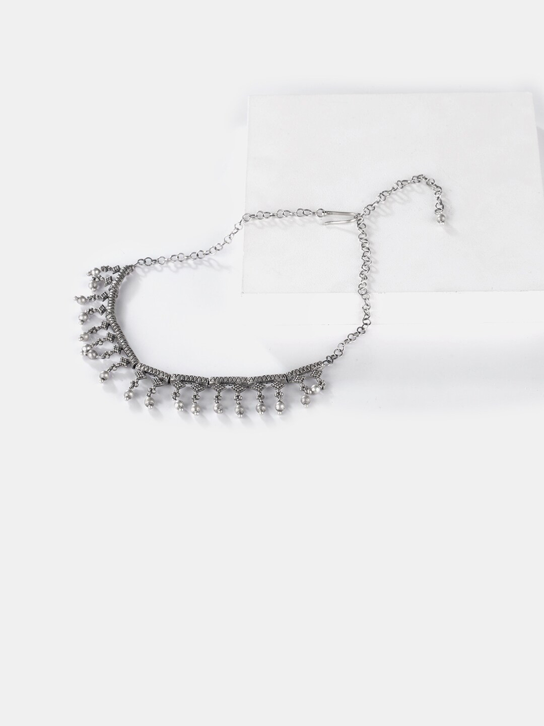 SHAYA Women Silver-Toned Antique Oxidized Tribal Choker Necklace