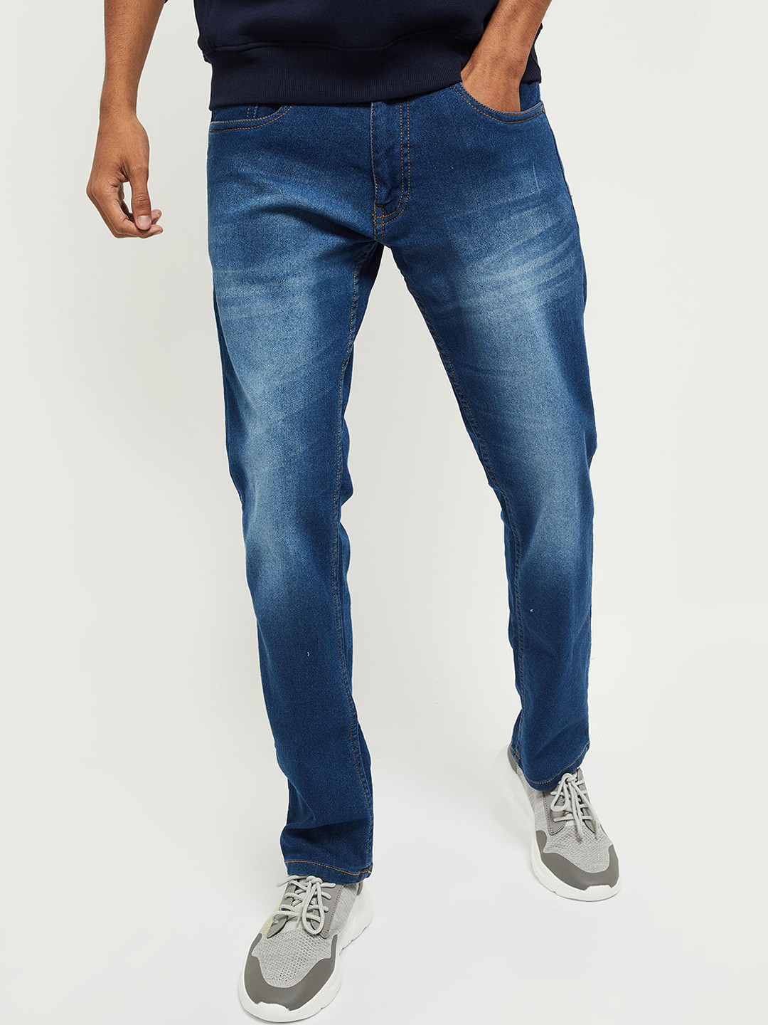 max Men Blue Heavy Fade Jeans
