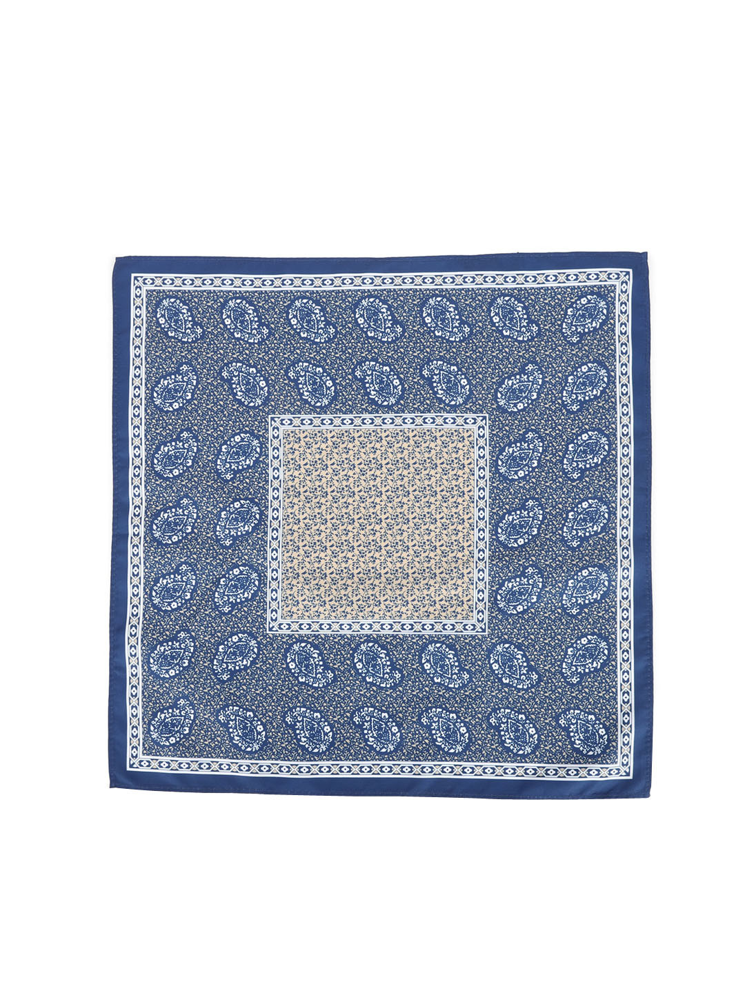 Peter England Men Navy Blue & White Paisley Printed Microfibre Pocket Square