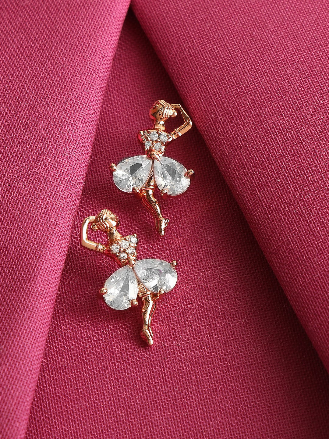 ZINU Rose Gold Contemporary Studs Earrings