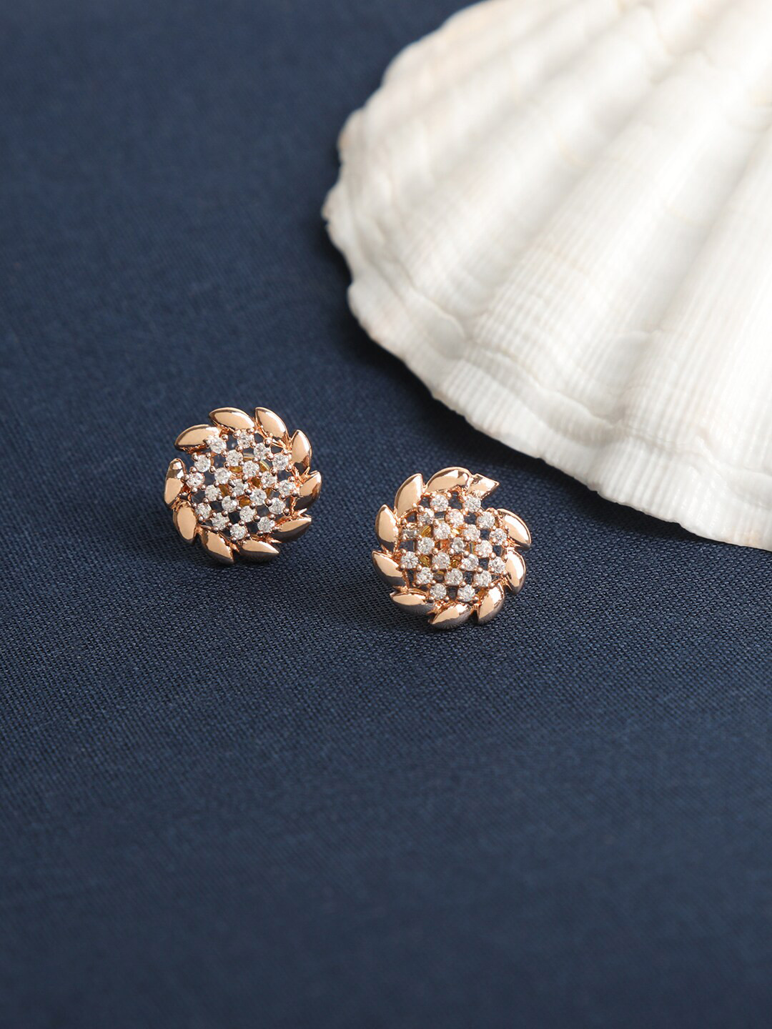 ZINU Rose Gold Contemporary Studs Earrings