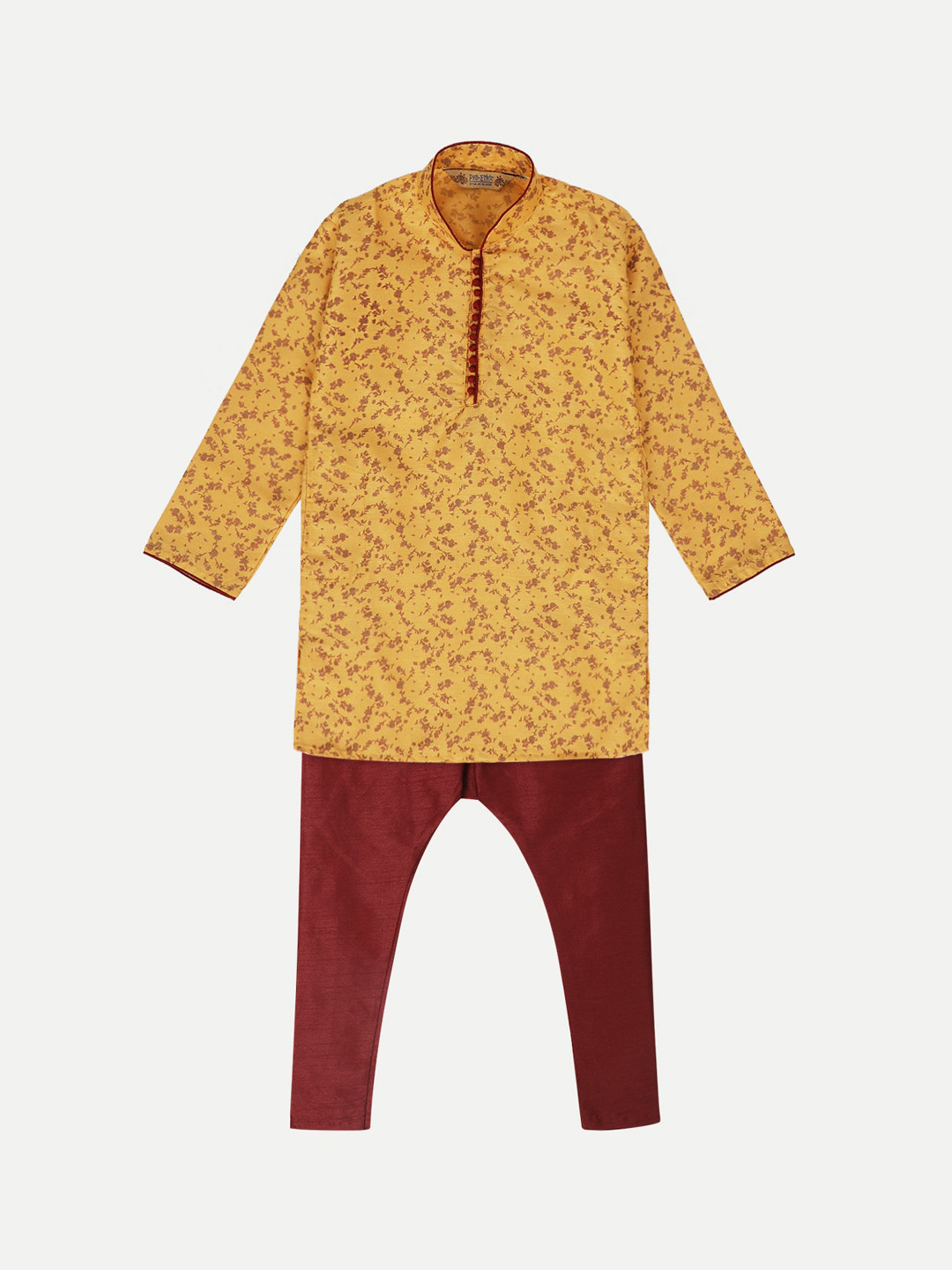 Pro-Ethic STYLE DEVELOPER Boys Yellow Ethnic Motifs Kurta with Pyjamas