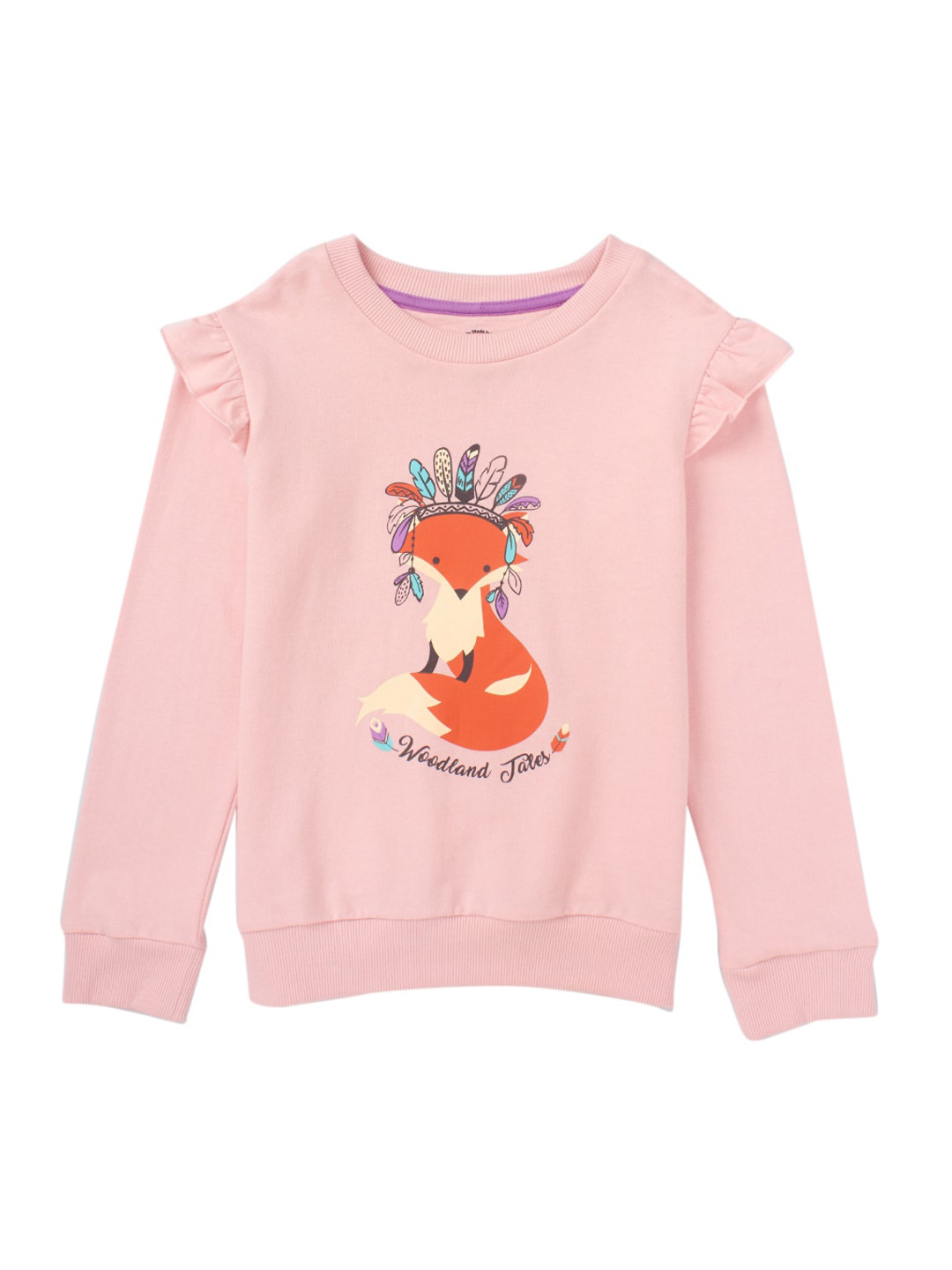 Cub McPaws Girls Pink & Orange Printed Sweatshirt