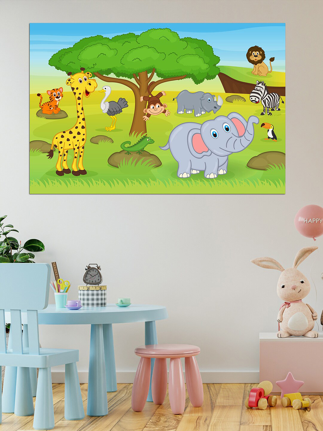 WENS Green & Yellow Ambiance of the Jungle Printed Vinyl Wall Sticker