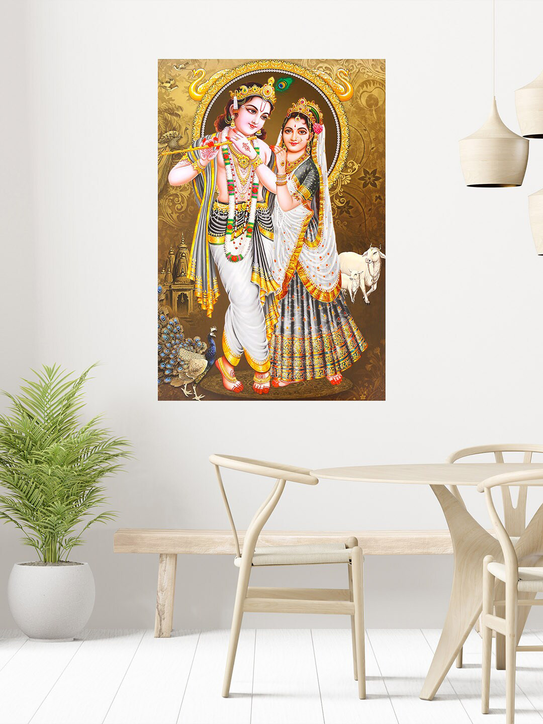 WENS Brown & Grey Radha And Krishna Vastu Wall Sticker