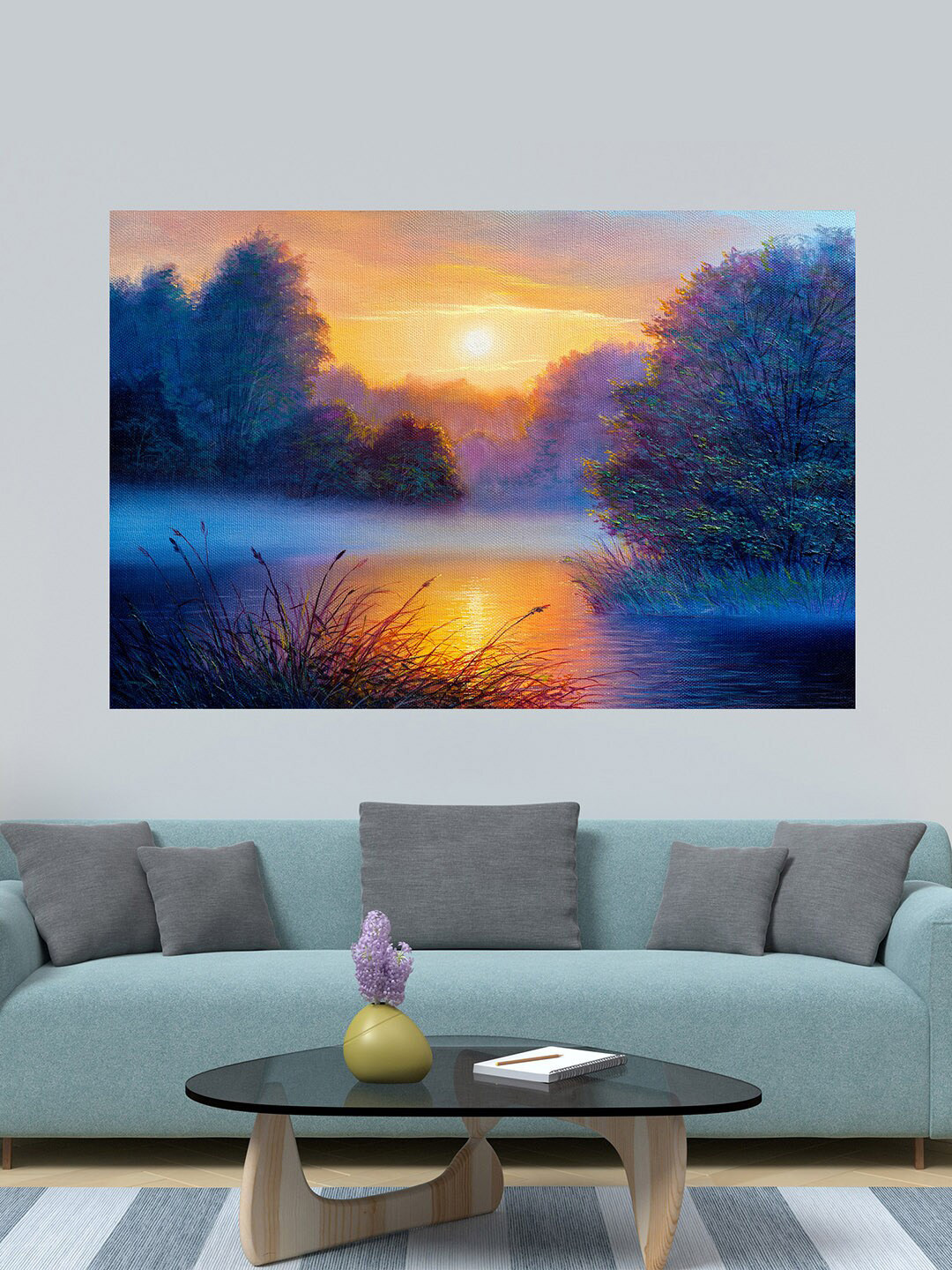 WENS Blue & Yellow Printed Mesmerizing Nature Self Adhesive Wall Poster for Home Decor