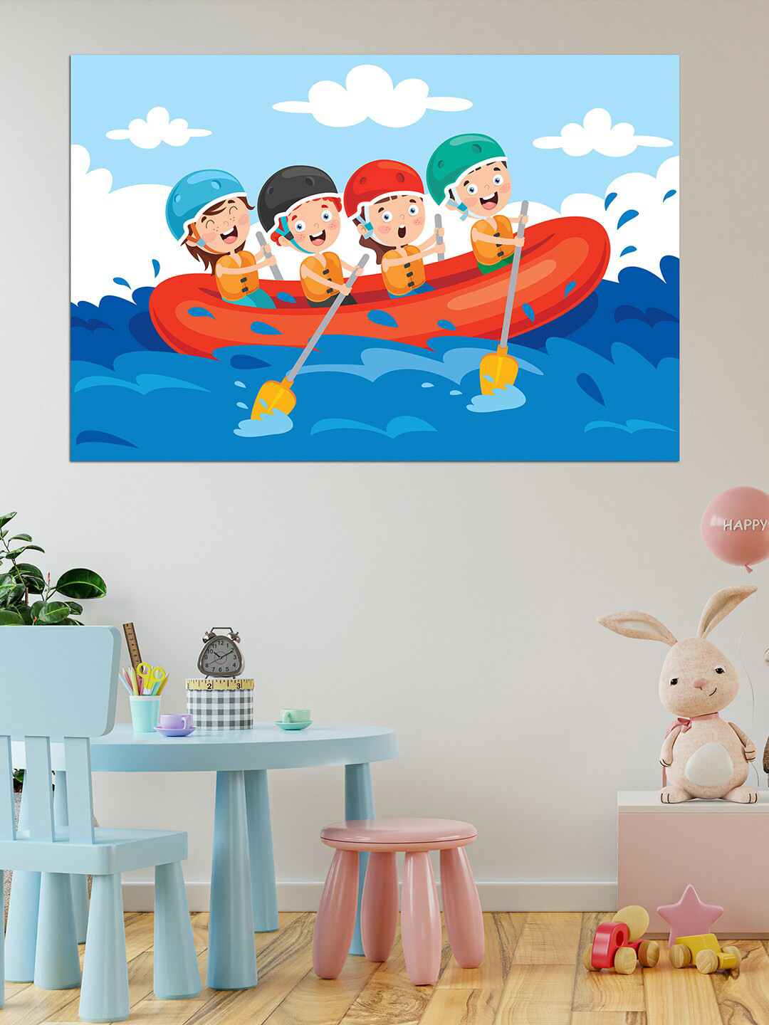 WENS Multicoloured Kids Rafting Printed Vinyl Wall Sticker