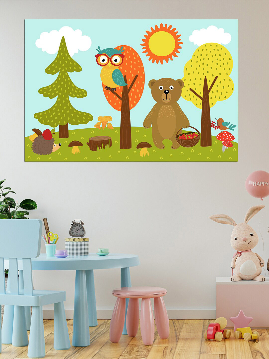 WENS Multicoloured Wide Eyed Owl Printed Vinyl Wall Sticker