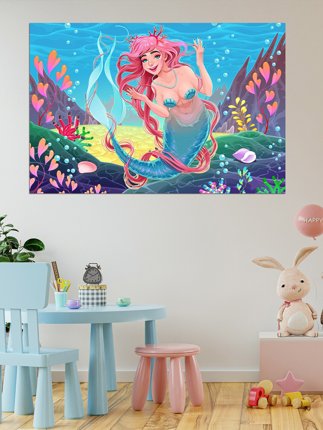 WENS Blue & Pink Beautiful Jalpari Wall Sticker