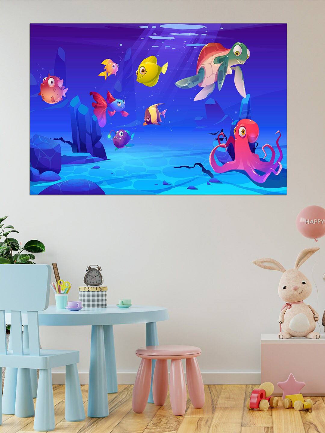 WENS Blue & Red Exotic Undersea World Wall Sticker