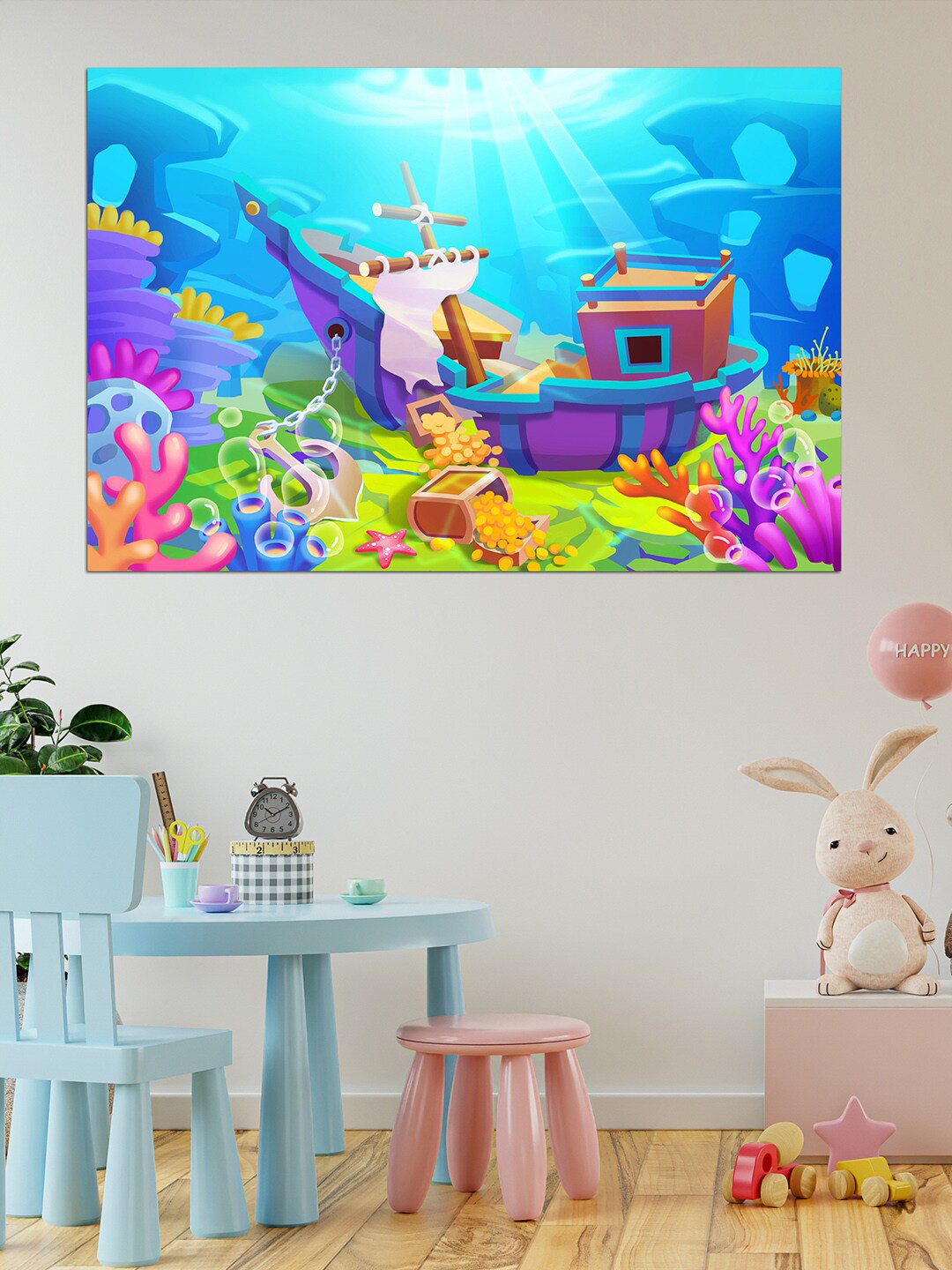 WENS Multicoloured Undersea Treasure Printed Vinyl Wall Sticker