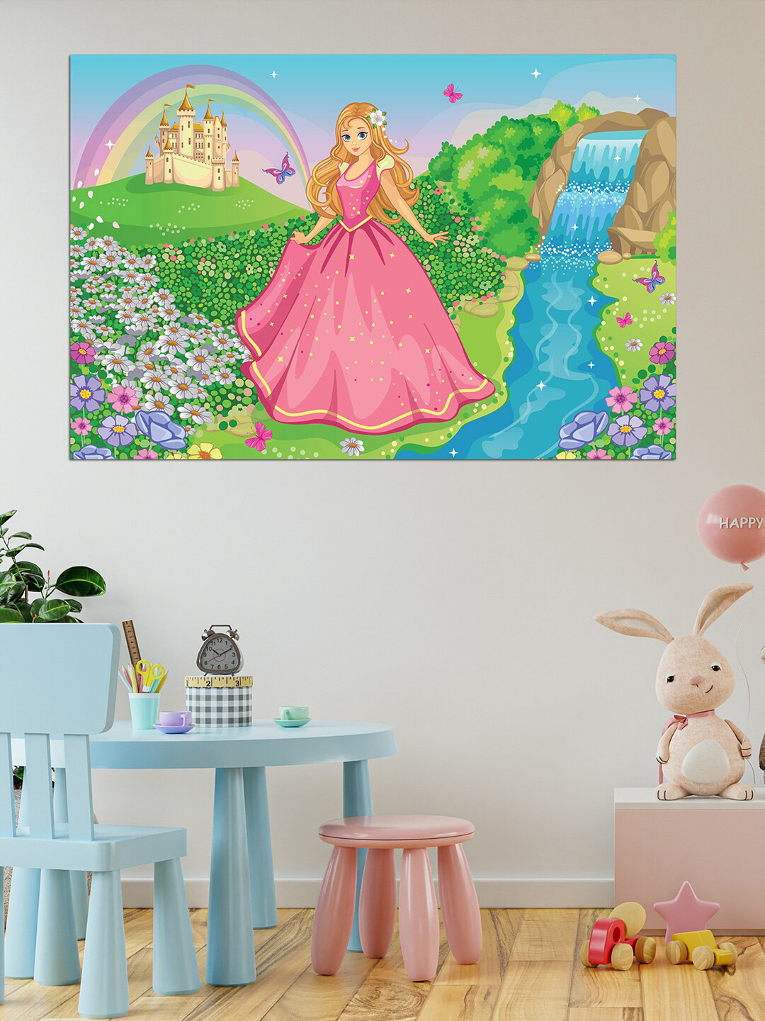 WENS Multicoloured Princess In Magical Land Printed Vinyl Wall Sticker