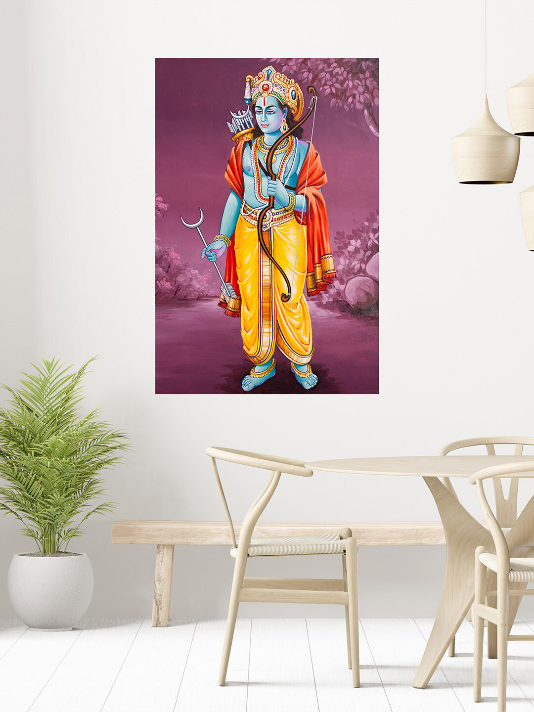 WENS Purple & Blue Lord Shree Ram Self Adhesive Wall Poster