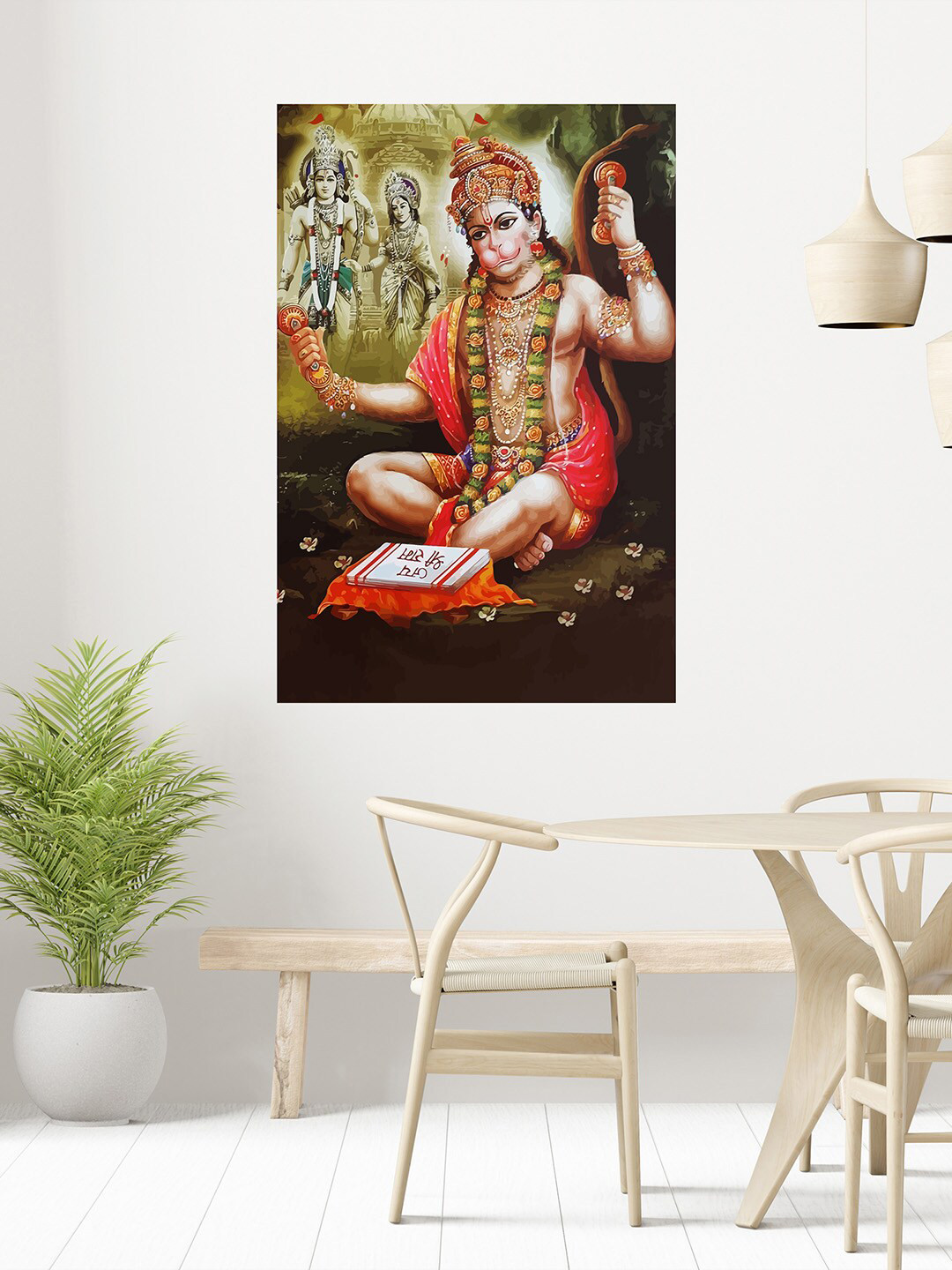 WENS Brown & Red Jai Bajrang Bali Self Adhesive Wall Poster