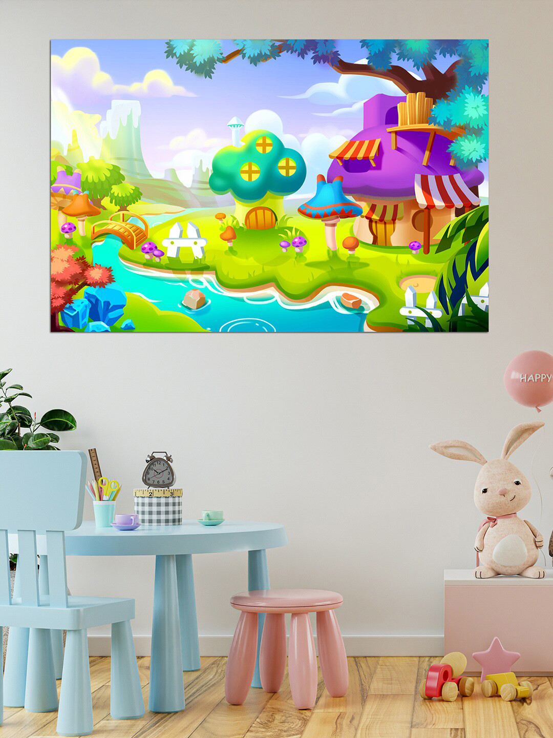 WENS Green & Blue Fairytale Wonderland Self Adhesive Wall Poster