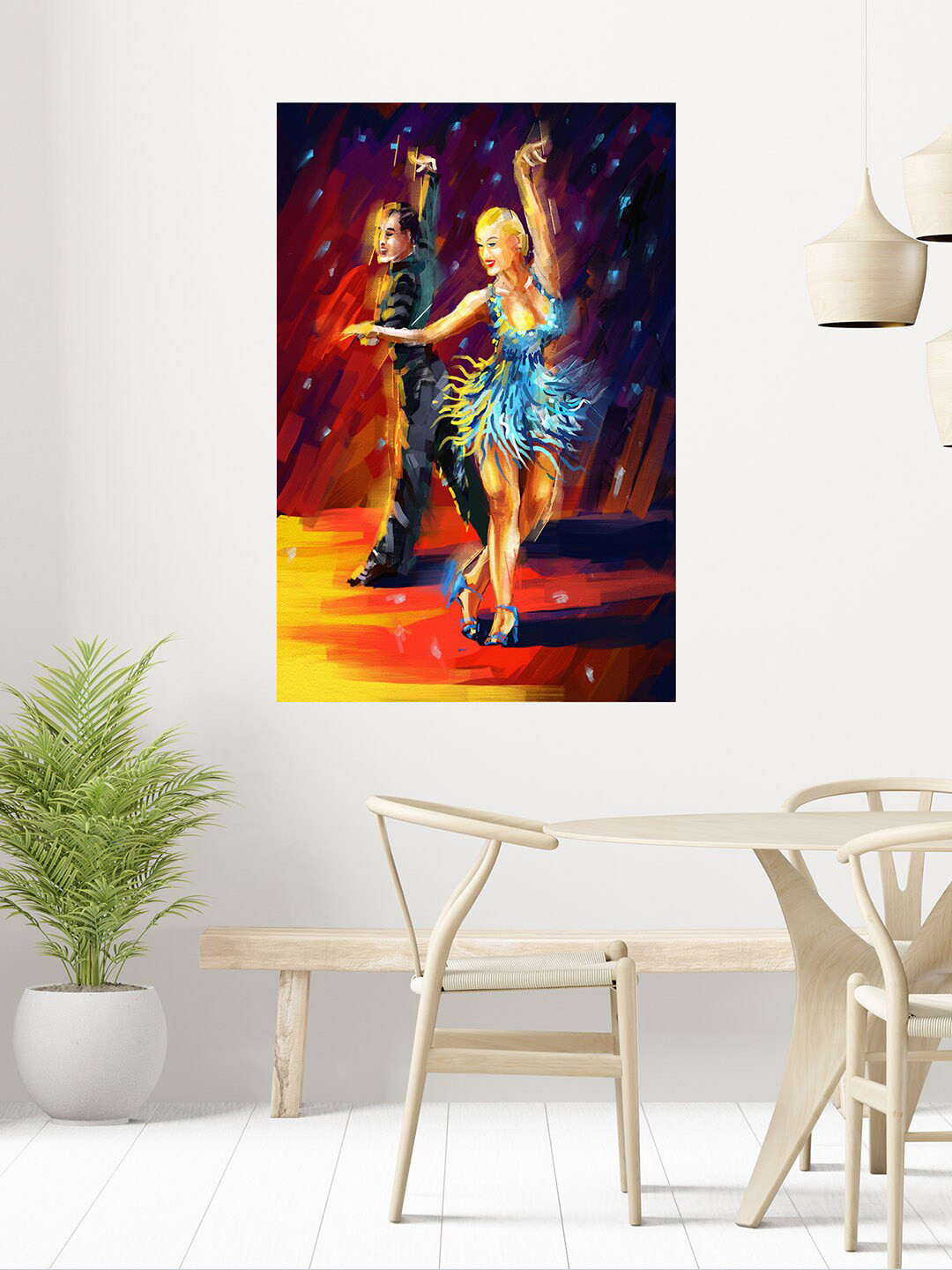 WENS Red & Blue Printed Dance is Life Self Adhesive Wall Poster for Home Decor