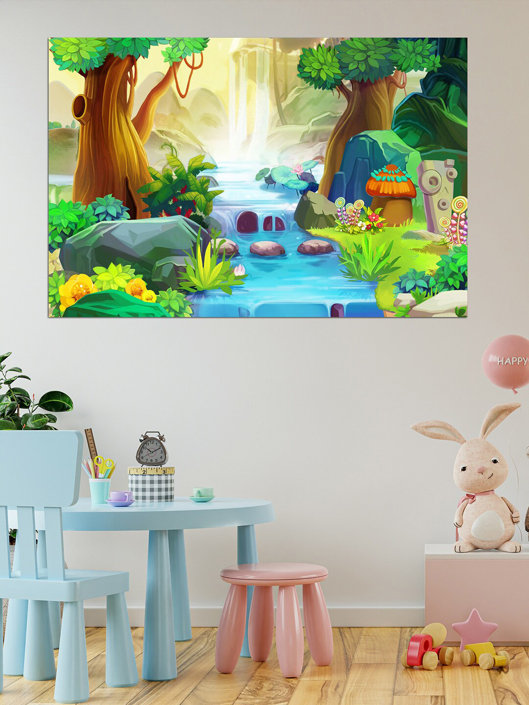 WENS Blue & Green Beautiful View Self Adhesive Wall Poster