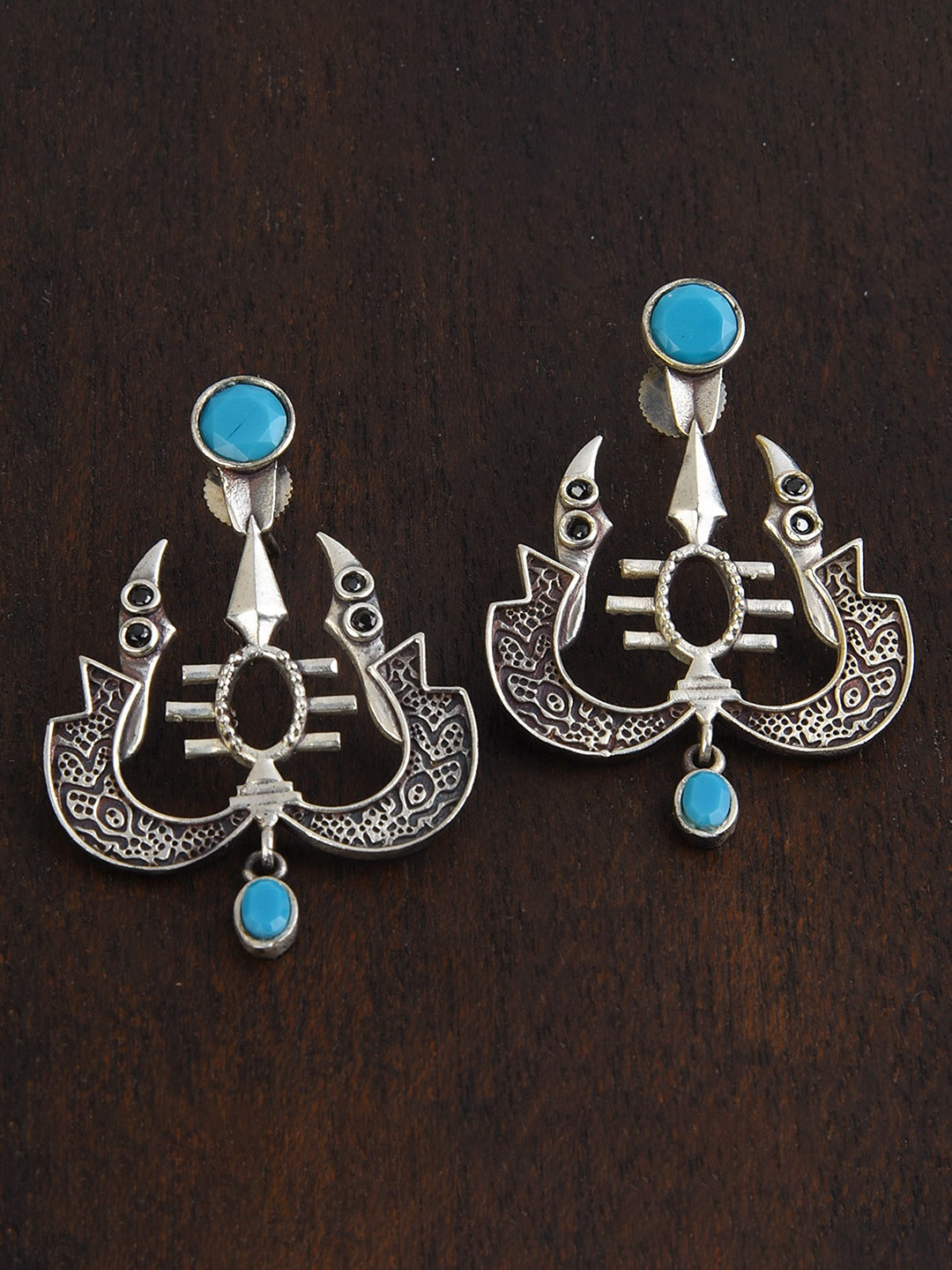 FIROZA Turquoise Blue Contemporary Drop Earrings