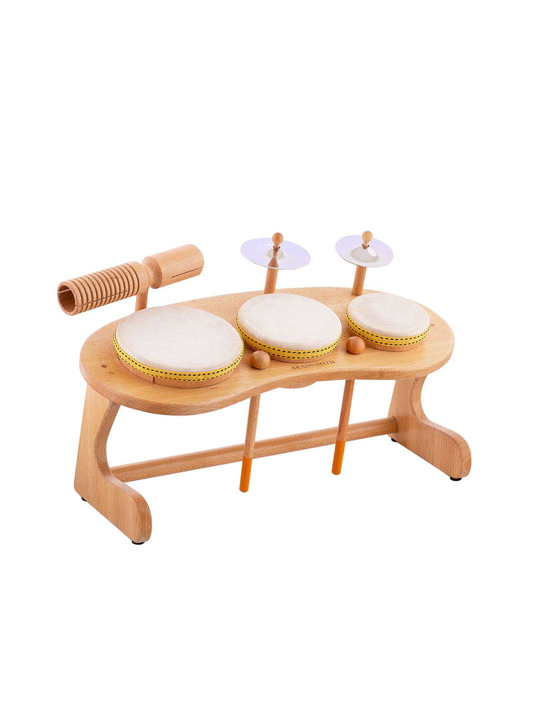 Brainsmith Kids Beige & White Wooden Mini Drum Set