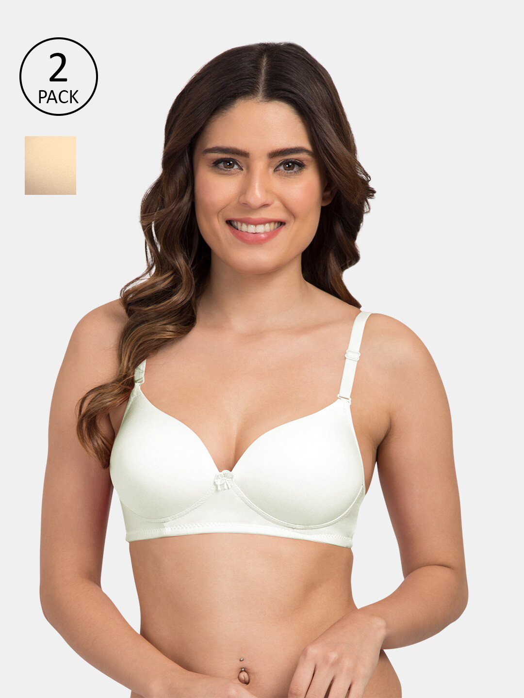 TweensPack of 2 Heavily Padded 3/4th Coverage Semi Push-Up Seamless T-Shirt Bra