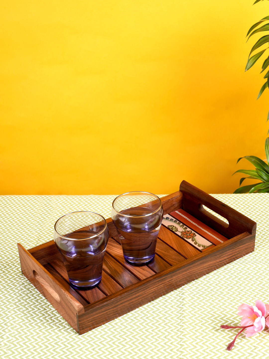 AAKRITI ART CREATIONS Brown Solid Wooden Tray