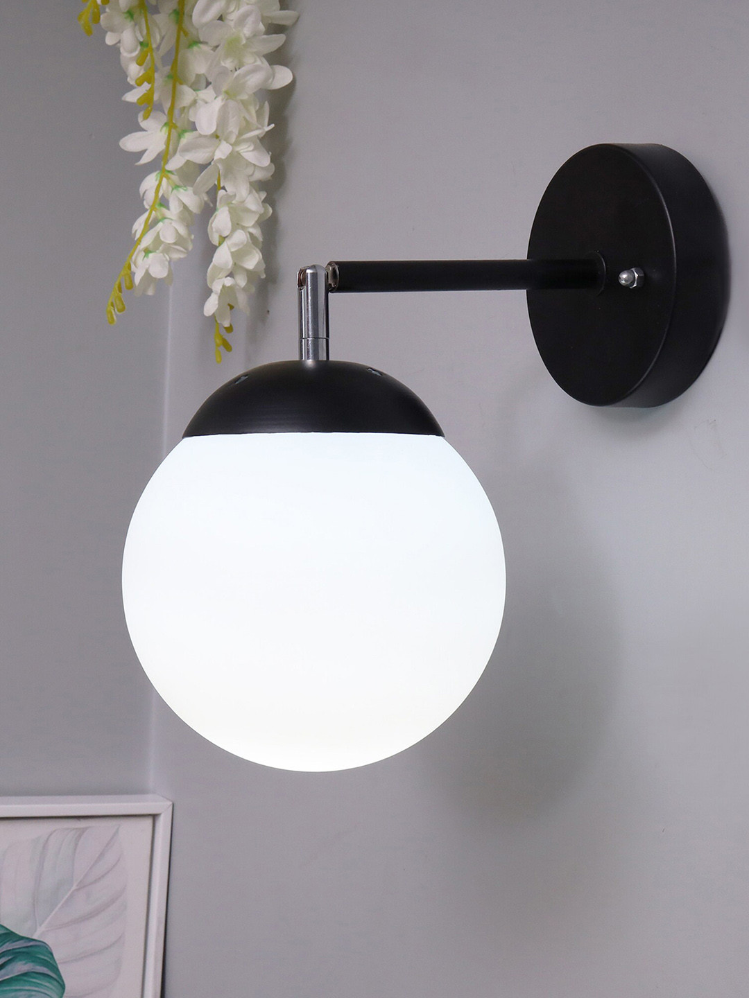 180 degree Movement Modern Glass Wall Lamp, Wall Mounted Sconces,Single Globe