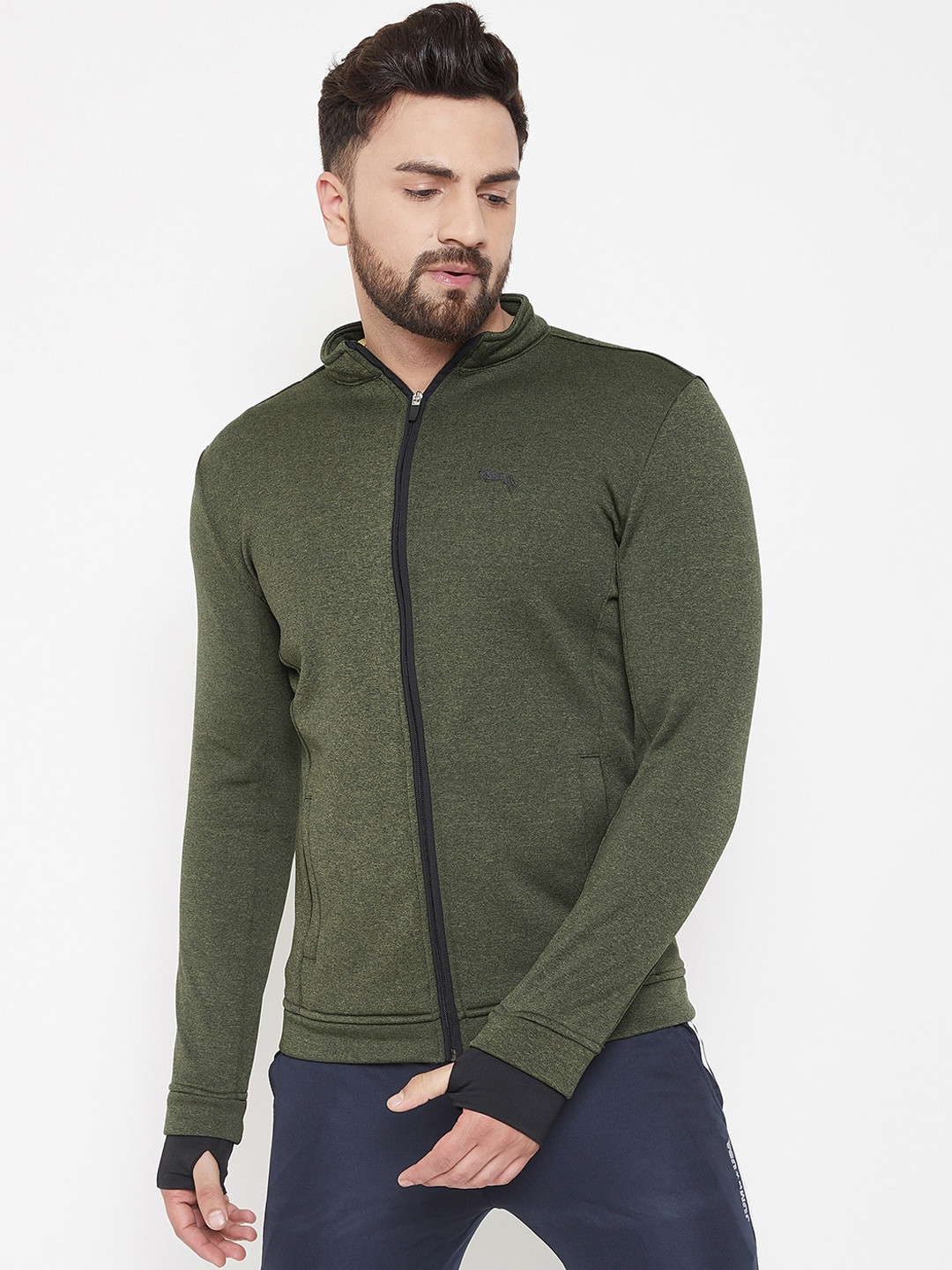 JUMP USA Men Olive Green Bomber Jacket