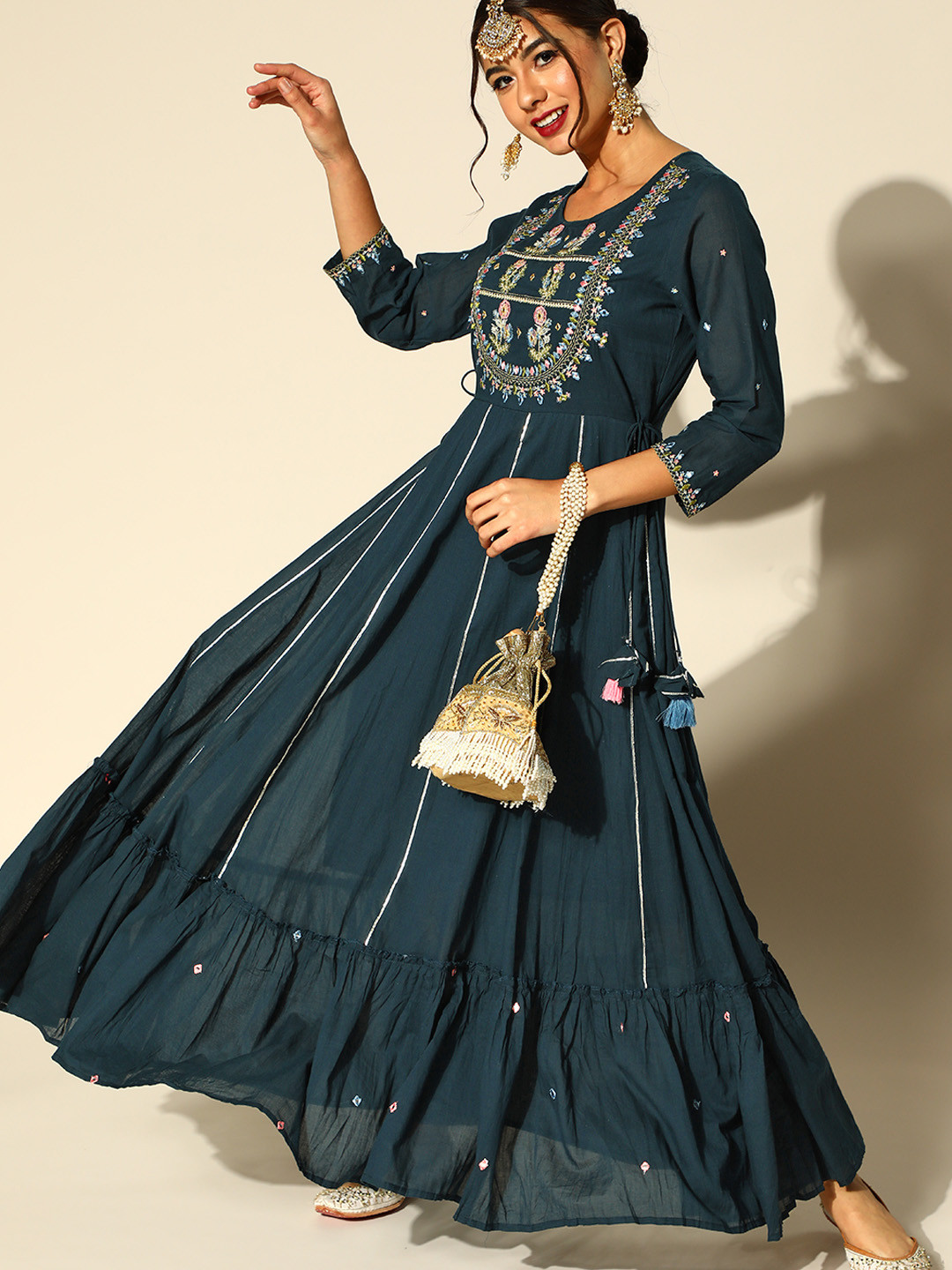 Ishin Deep Navy Blue Cotton Kurta