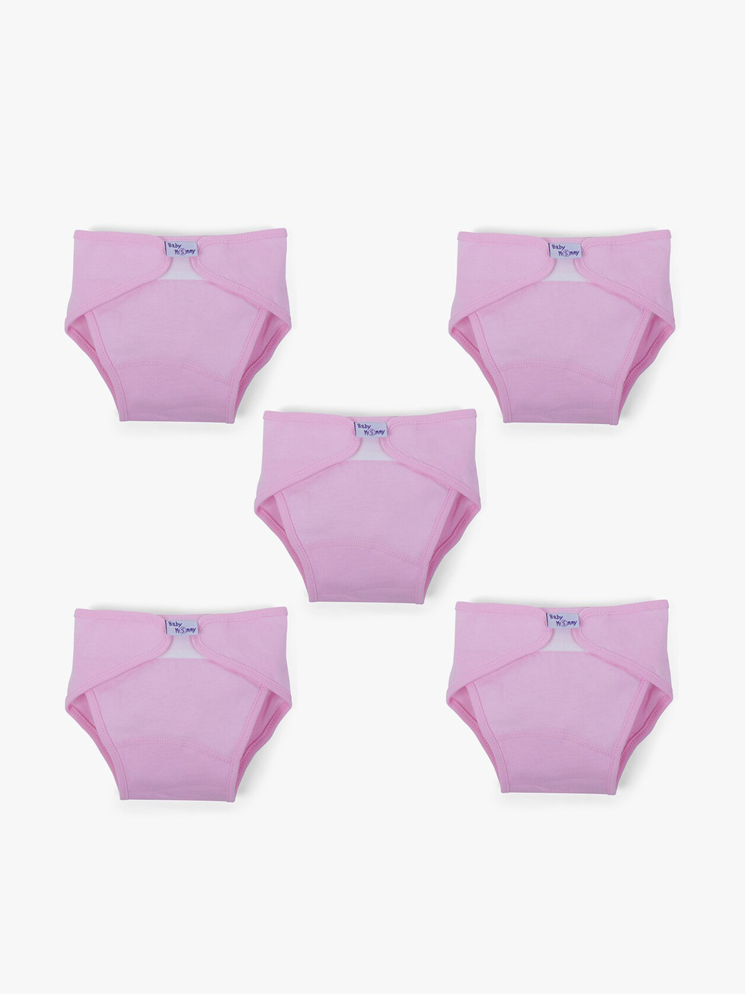 POKORY Infant Kids Pack Of 5 Pink Solid Pure Cotton Nappy Pads
