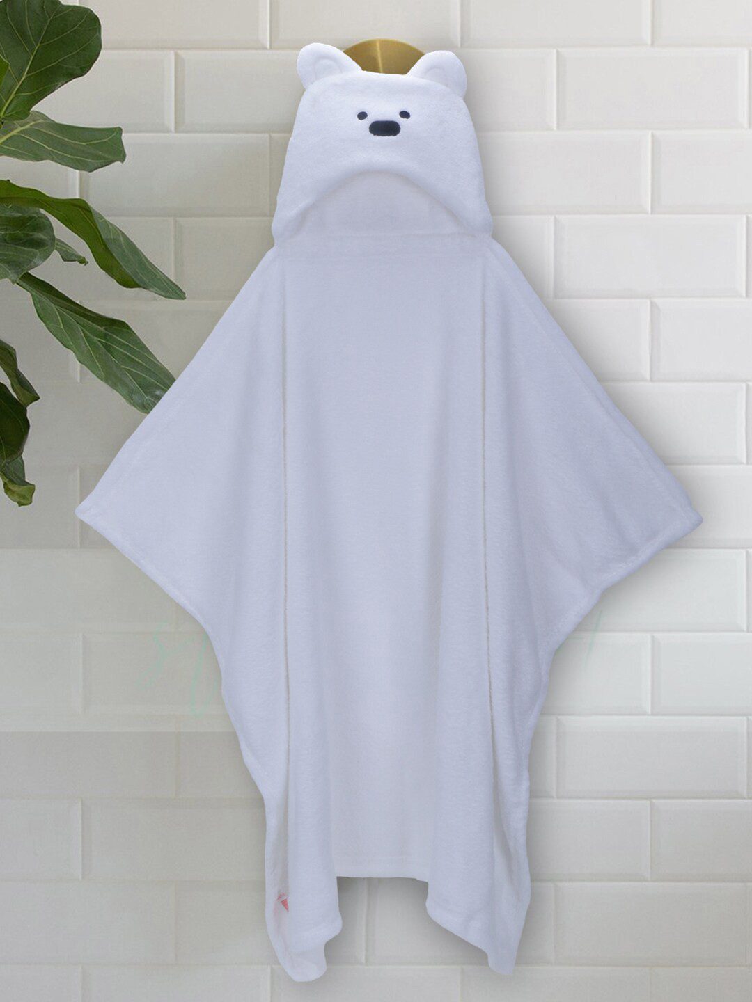 POKORY Infants Kids White 110 GSM Super Soft Micro Cotton Blanket with Hood