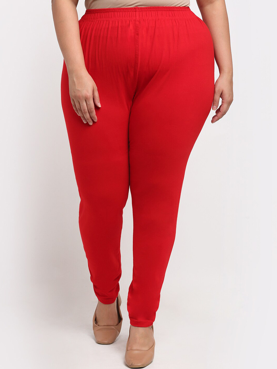 TAG 7 PLUS Women Red Solid Ankle-Length Leggings