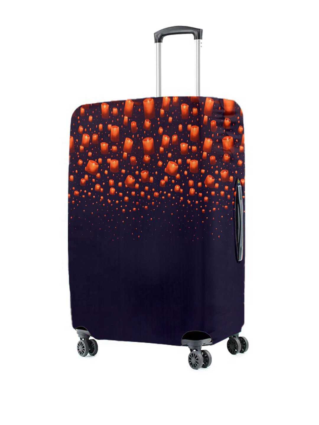 Cortina Navy Blue & Orange Printed Protective Small Trolley Bag Cover